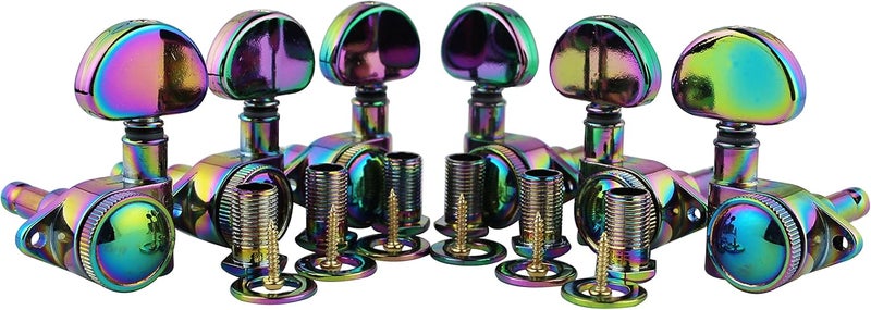 guyker High End Tuners Roto-Grip Locking Rotomatic 3x3 Lock String Tuning Key Pegs Chameleon Rainbow - Image 2